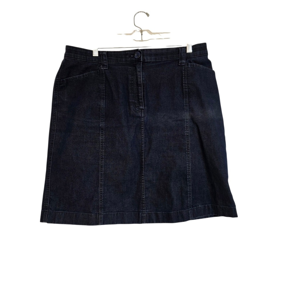 L.L. Bean Heritage Denim A-Line Skirt‎  Size 16 Dark Wash Indigo Utility